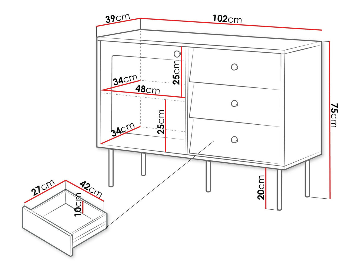 Komód Komoda VALERIO 100, Szín: Fehér