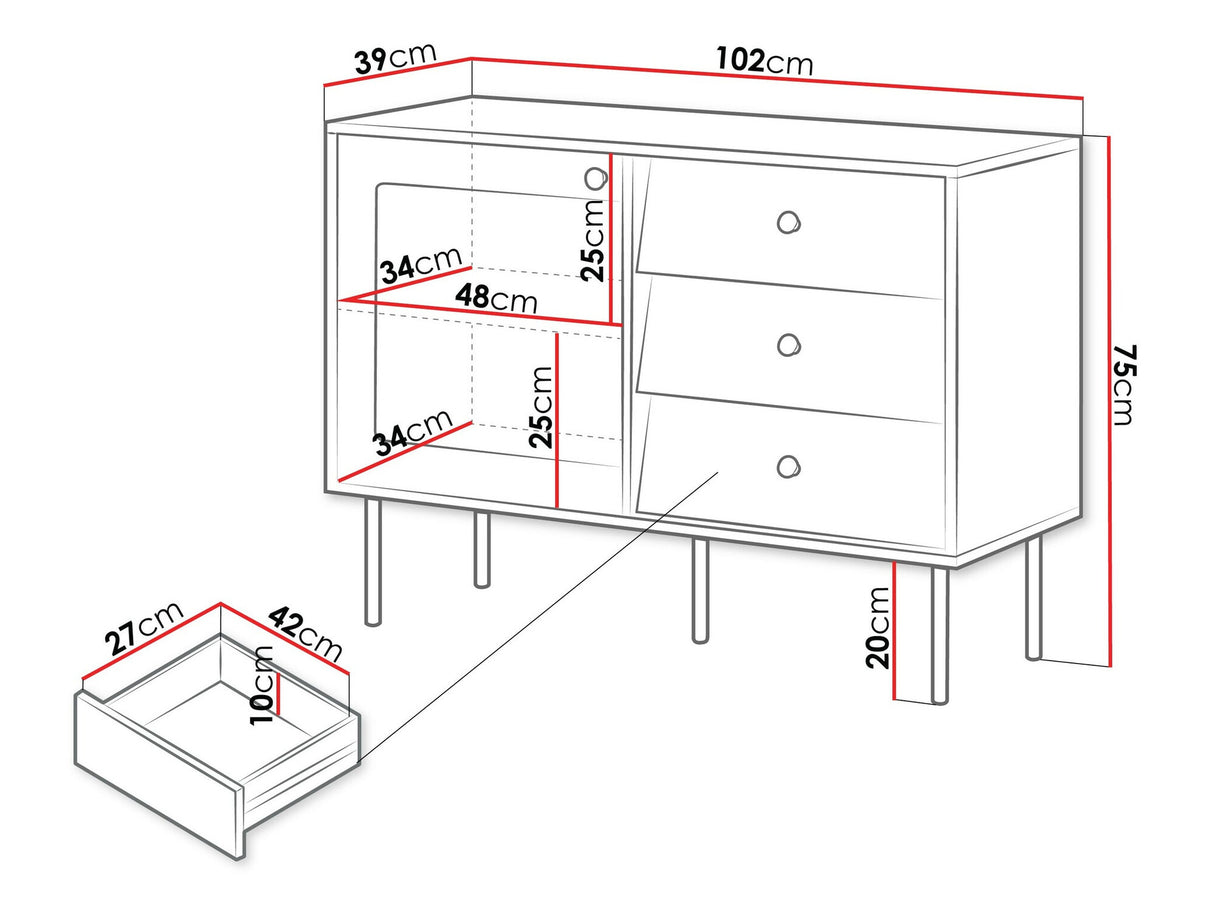 Komód Komoda VALERIO 100, Szín: Fekete