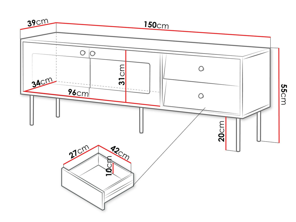 TV-állvány Szafka RTV VALERIO 150, Szín: Fekete