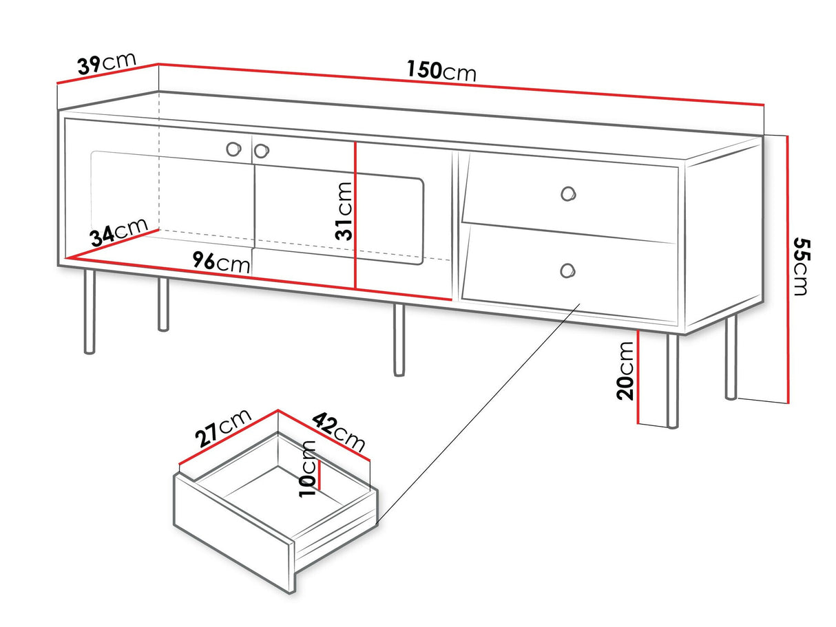 TV-állvány Szafka RTV VALERIO 150, Szín: Fehér