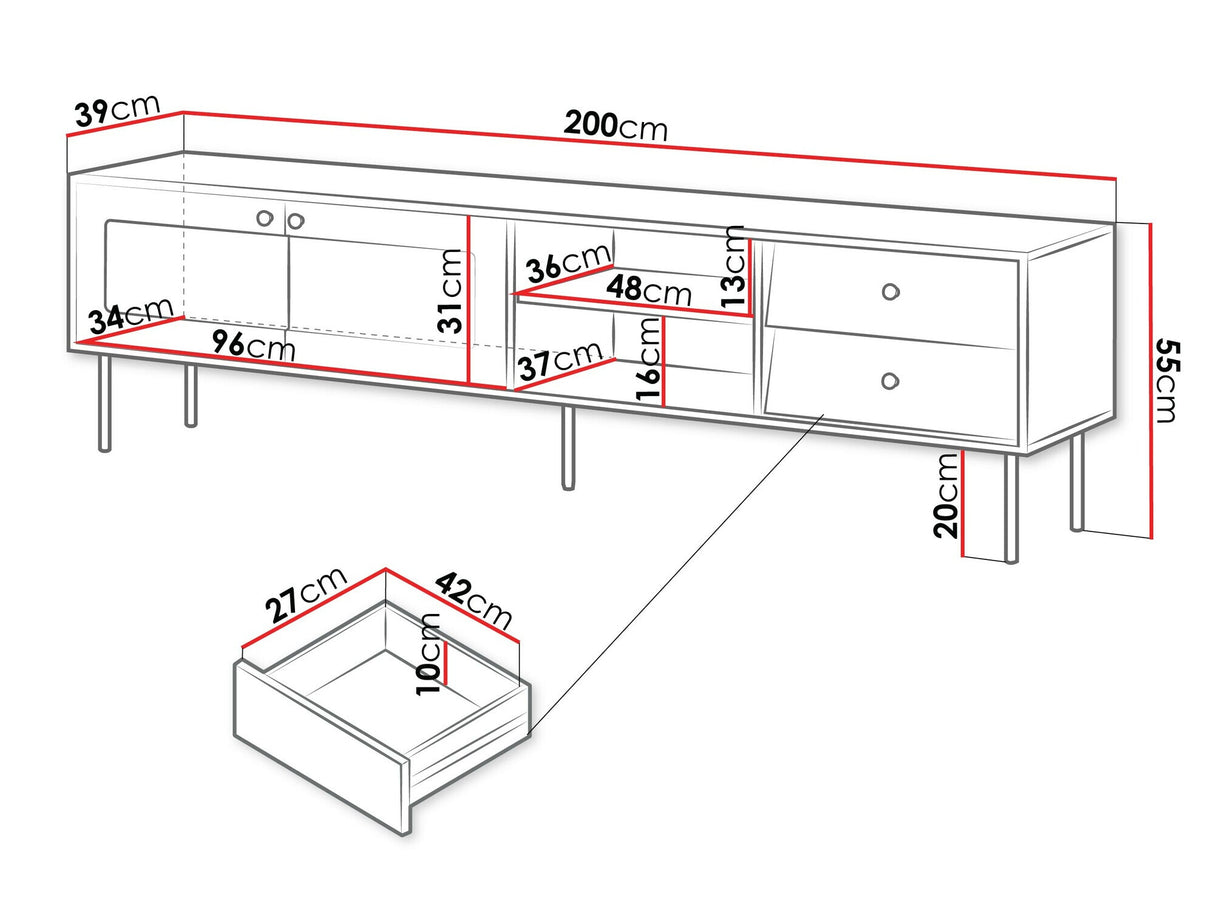 TV-állvány Szafka RTV VALERIO 200, Szín: Fehér