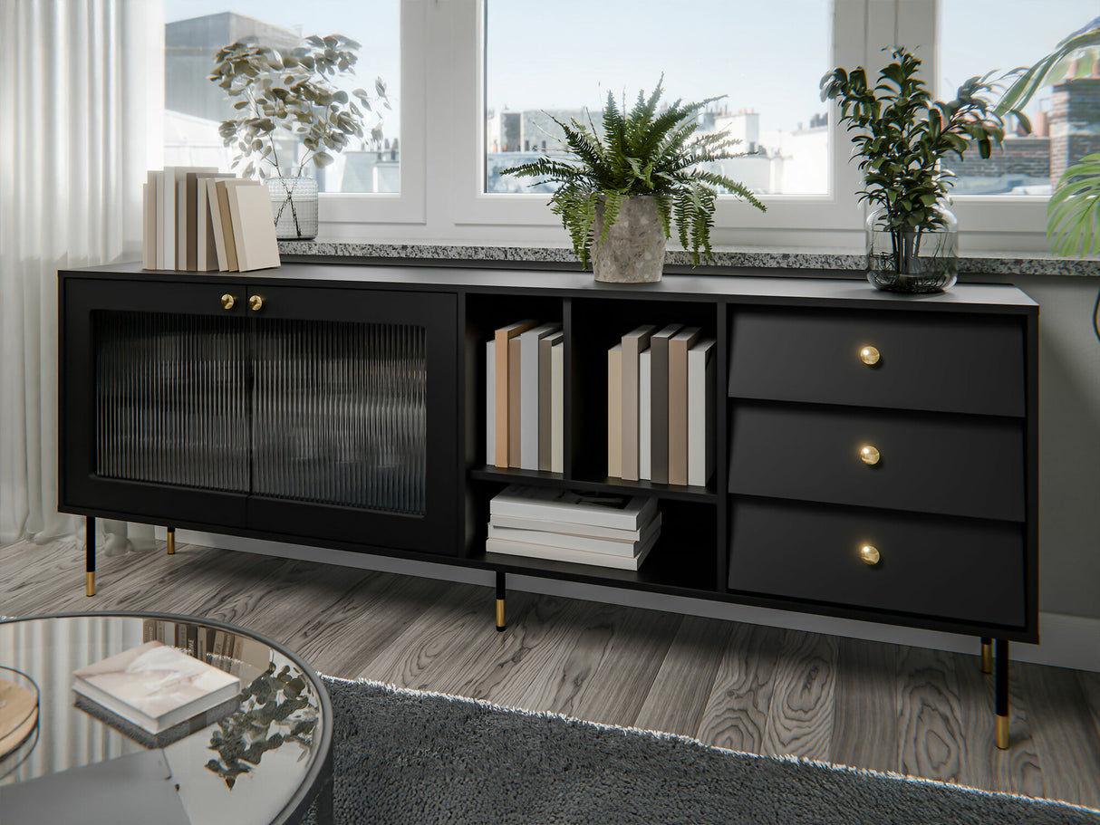 Komód Komoda VALERIO 200, Szín: Fekete