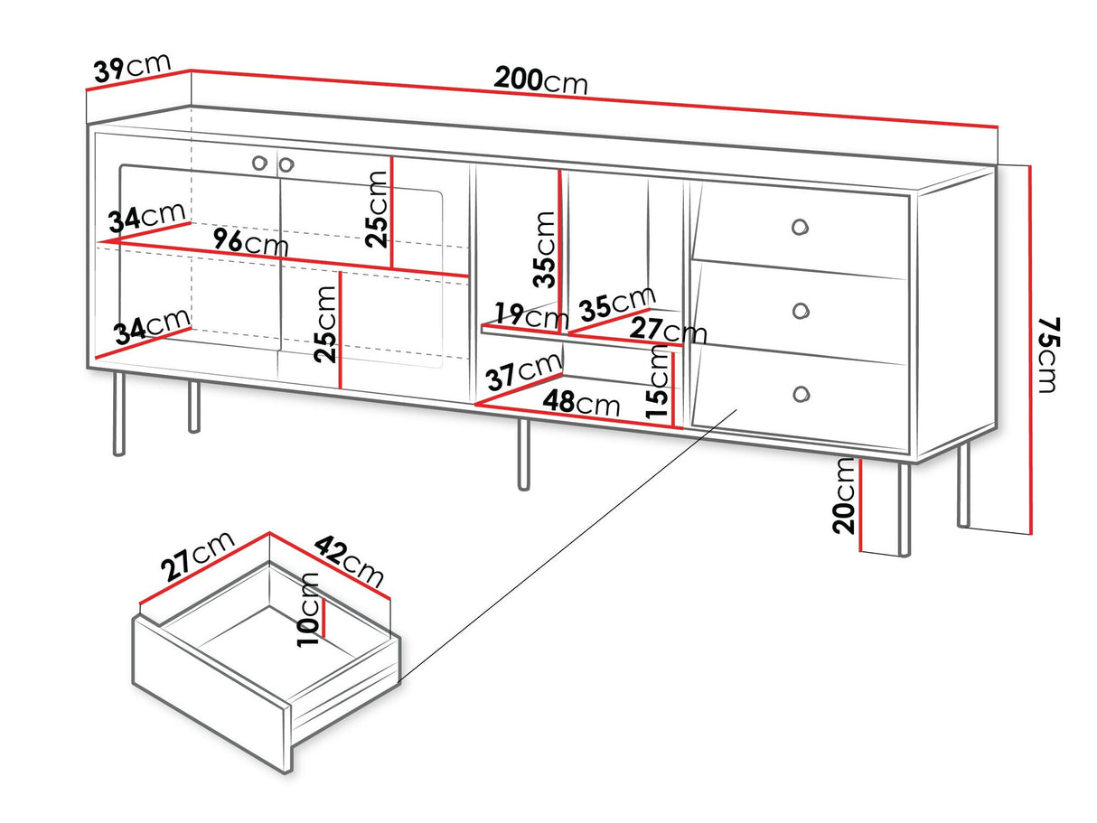Komód Komoda VALERIO 200, Szín: Fehér