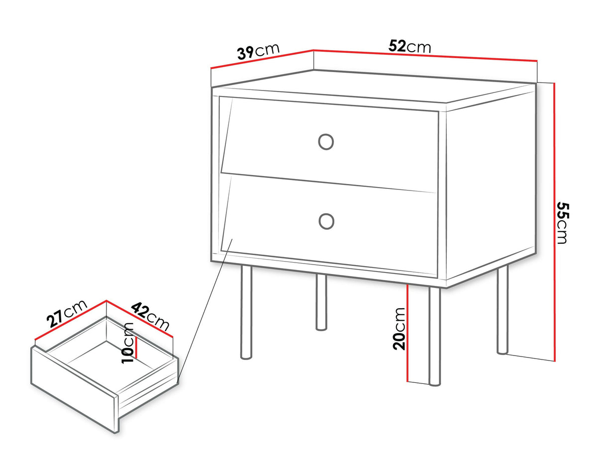 Éjjeliszekrény szett Szafka nemcna VALERIO 2S 2 szt., Szín: Fehér