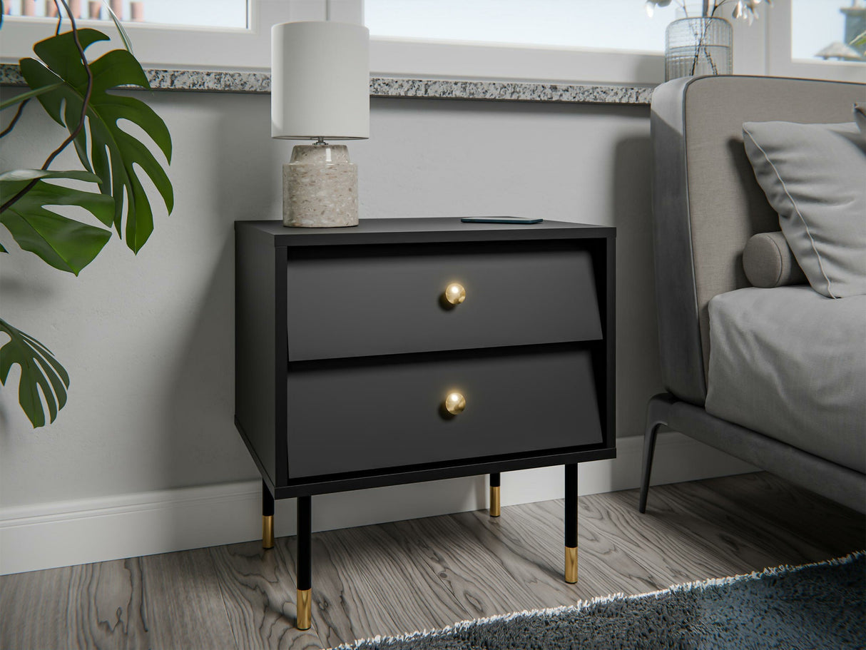 Éjjeliszekrény szett Szafka nemcna VALERIO 2S 2 szt., Szín: Fekete