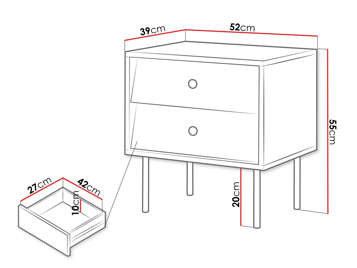 Éjjeliszekrény szett Szafka nemcna VALERIO 2S 2 szt., Szín: Fekete