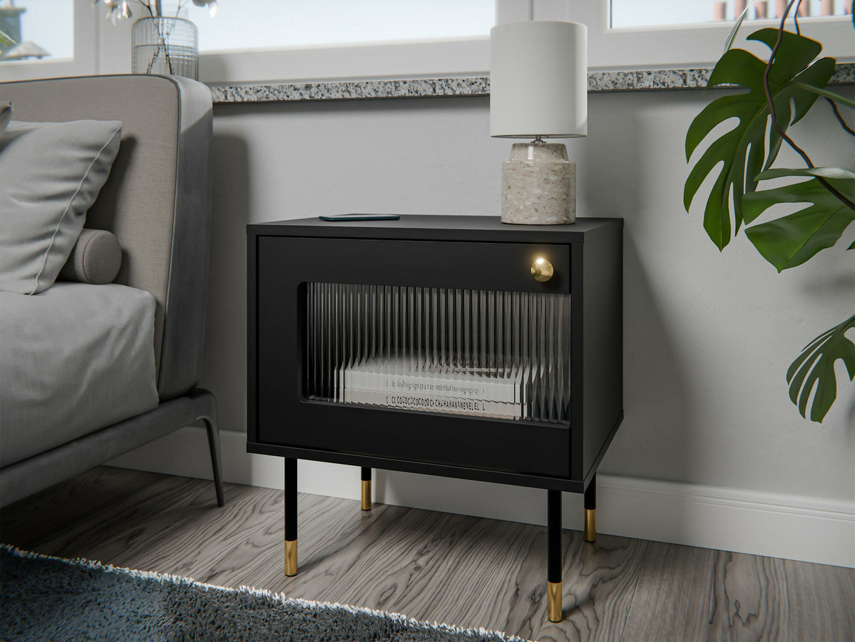 Éjjeliszekrény szett Szafka nemcna VALERIO 1D 2 szt., Szín: Fekete