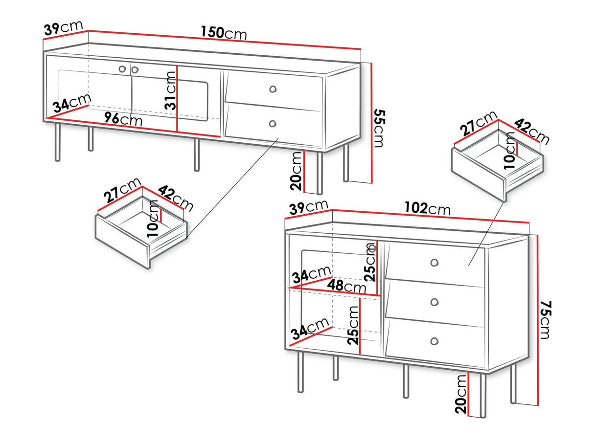 Nappali szett Meble VALERIO I, Szín: Fekete