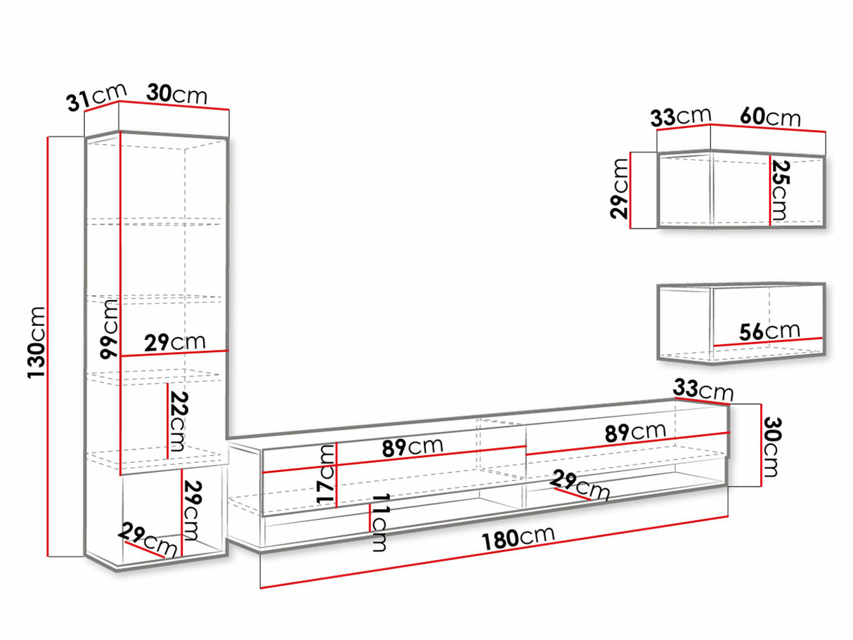 Nappali szett Amadeo (Wikez), Szín: Matera szürke + Fényes fehér, Led világítás: Nem