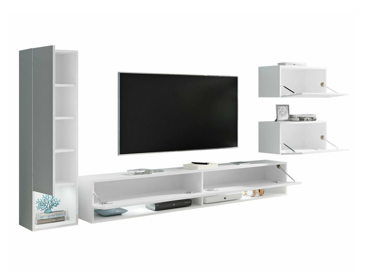 Nappali szett Amadeo (Wikez), Szín: Matera szürke + Fényes fehér, Led világítás: Nem