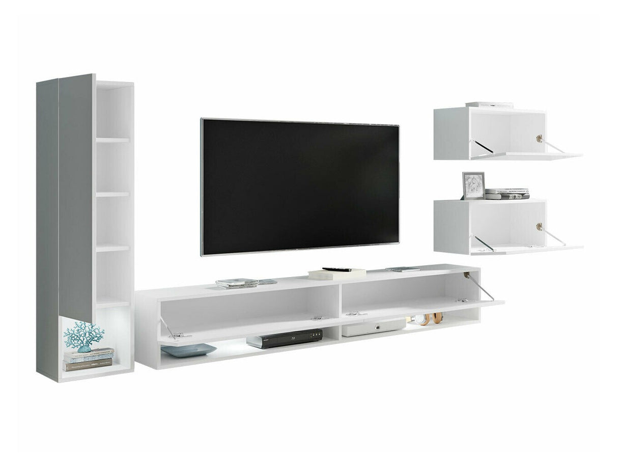 Nappali szett Amadeo (Wikez), Szín: Matera szürke + Fényes fehér, Led világítás: Igen