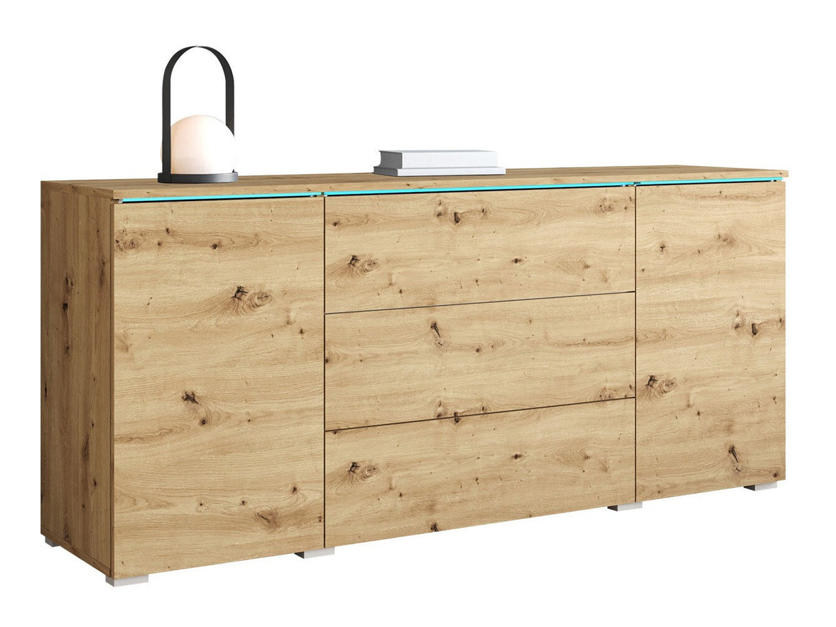 Komód VERA 150 (Sawoti), Szín: Artisan tölgy, Led világítás: Igen fehér