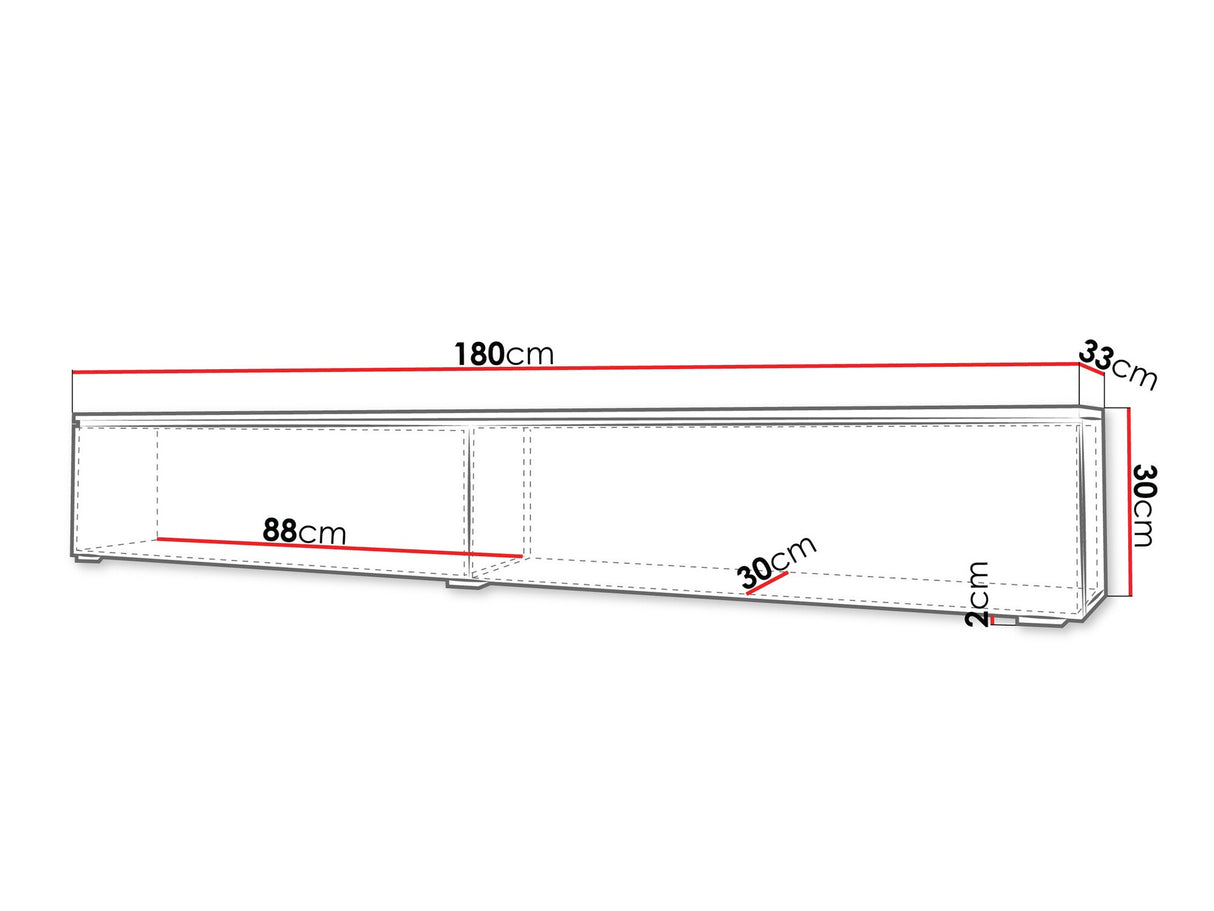TV-állvány Lowboard D180 (Dlone 180), Led világítás: Igen, Szín: Artisan tölgy