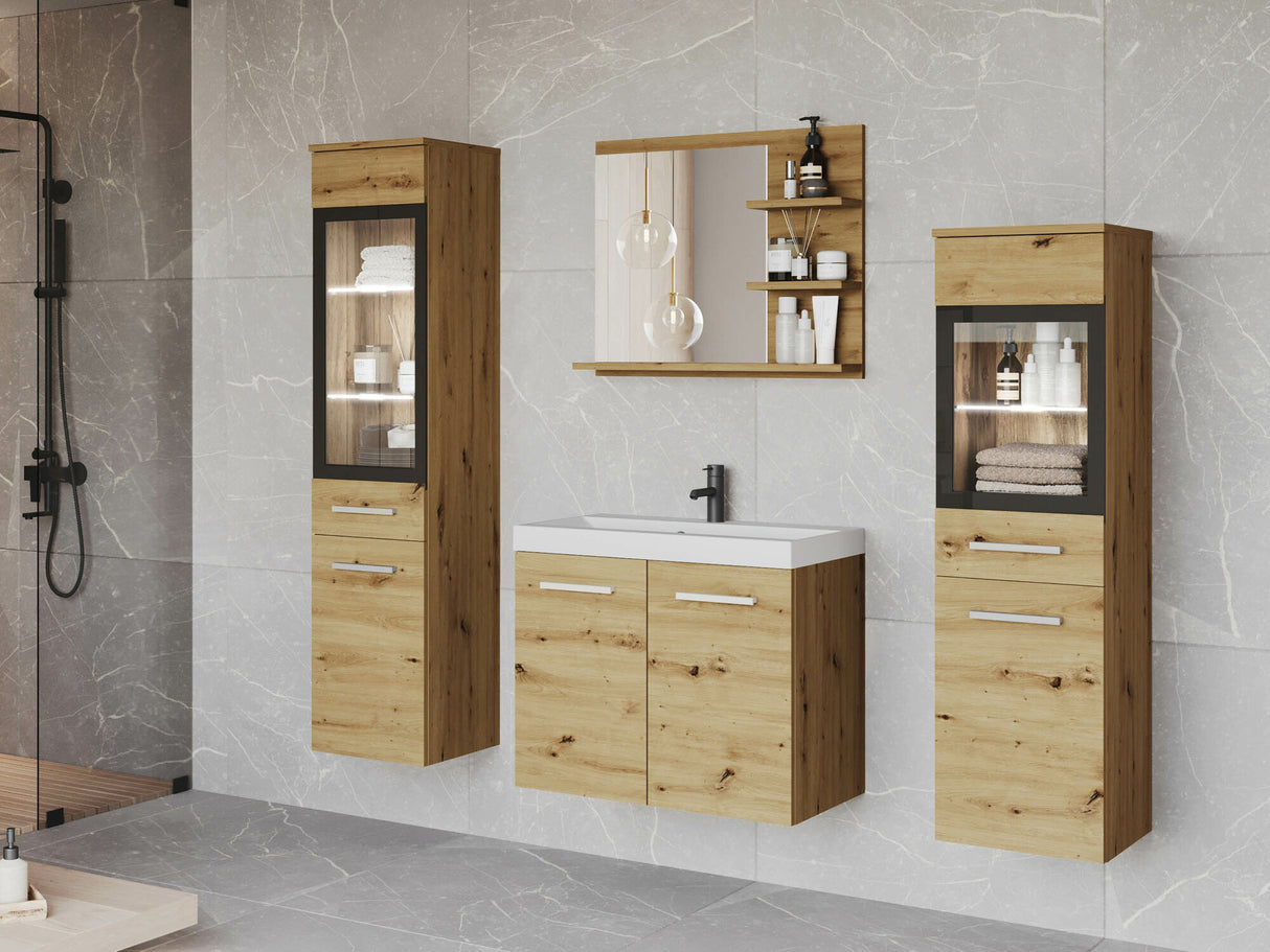 Fürdőszoba garnitúra MADRIT I, Szín: Artisan tölgy, Led világítás: Igen fehér