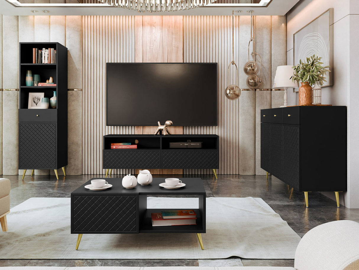 TV-állvány Szafka RTV 2K TEMERRA, Szín: Fekete