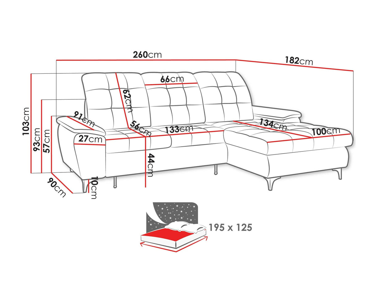 Sarokkanapé Narożnik CRYSTAL, Szín: Manila 16, Változatok: Jobbos