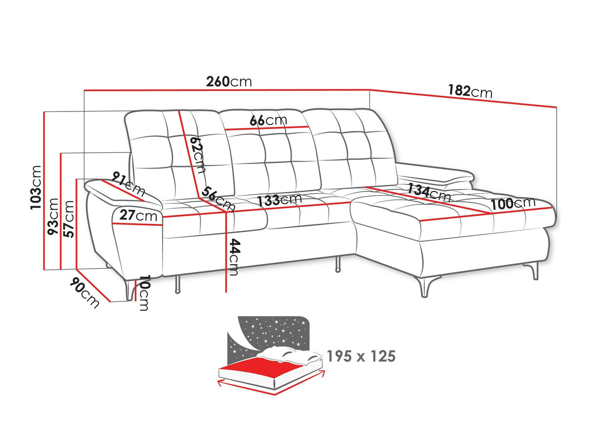 Sarokkanapé Narożnik CRYSTAL, Szín: Neve 90, Változatok: Jobbos