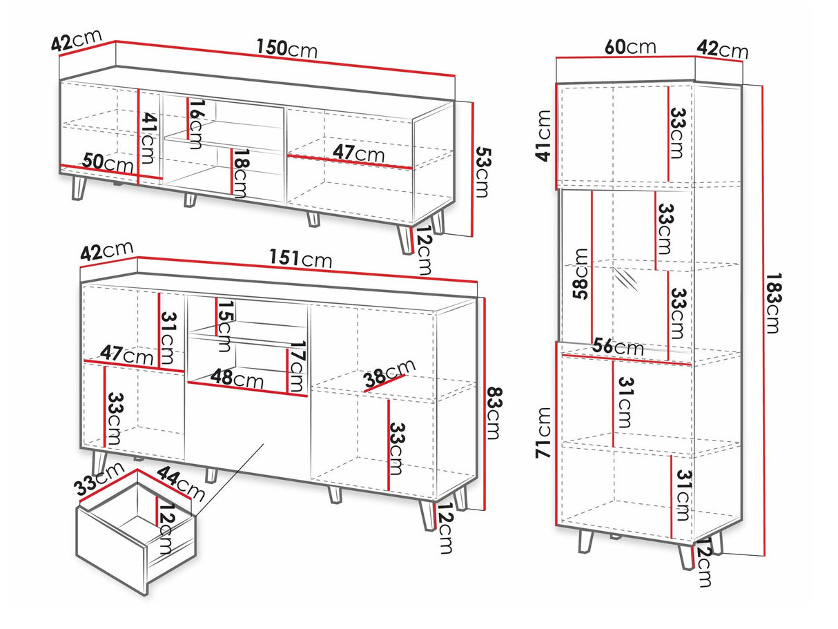 Nappali szett Meble VAMOS GREY I Antracyt + Czarny (Antracit)