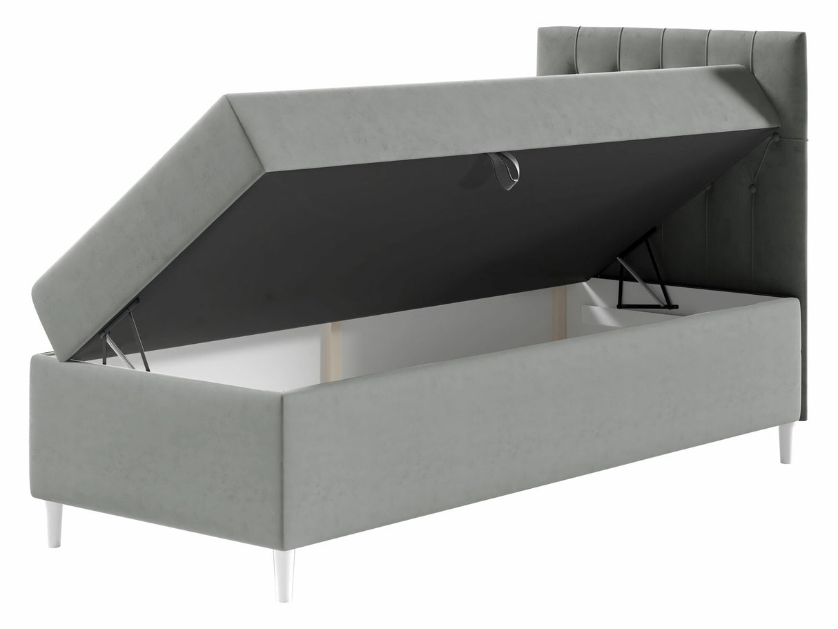 Kontinentális ágy JUNIOR FILIP 1, Szín: Öko bőr Soft 017 + Fresh 37, Ágyneműtartó: Jobbra, Alvó felület mérete: 90 x 200 cm