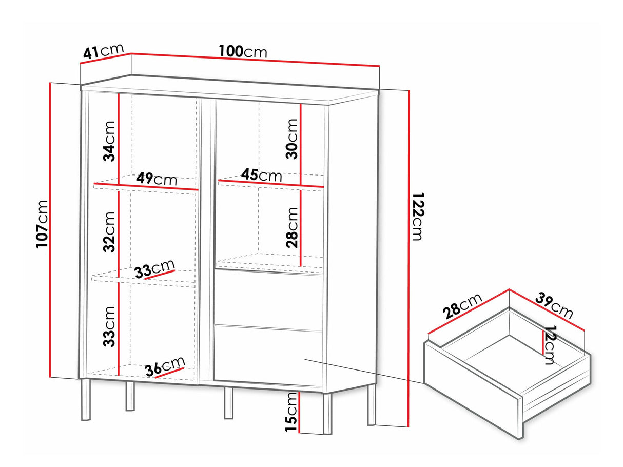 Komód MIA Regał 1, Szín: Tölgy + Fekete