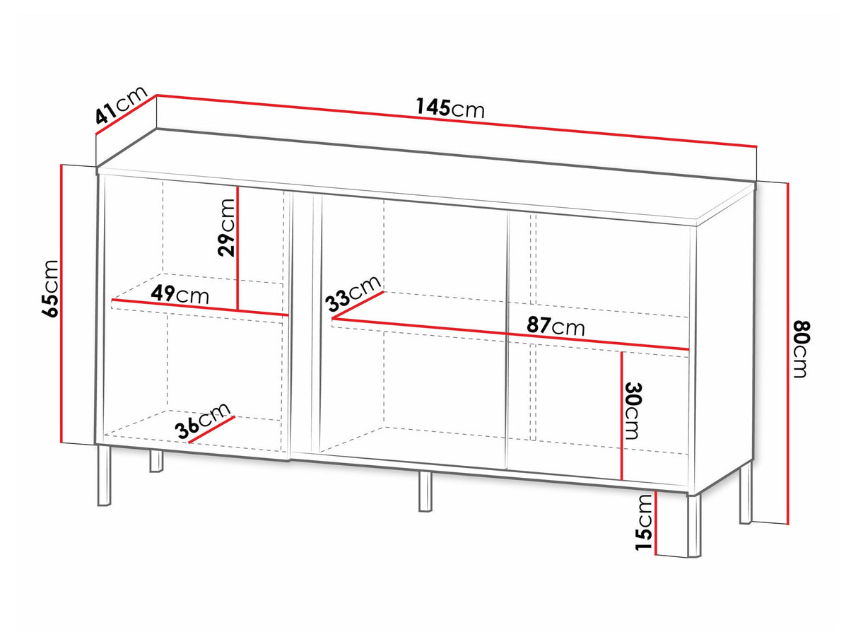 Szekrény MIA Regał 2 Komoda, Szín: Tölgy + Fekete