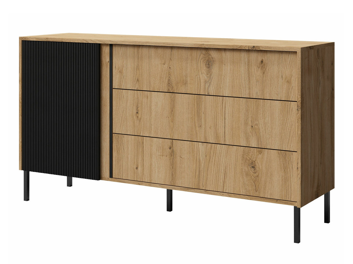 Komód MIA Regał 3, Szín: Tölgy + Fekete