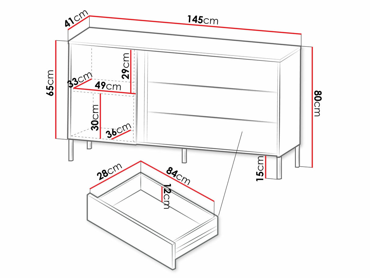 Komód MIA Regał 3, Szín: Tölgy + Fekete