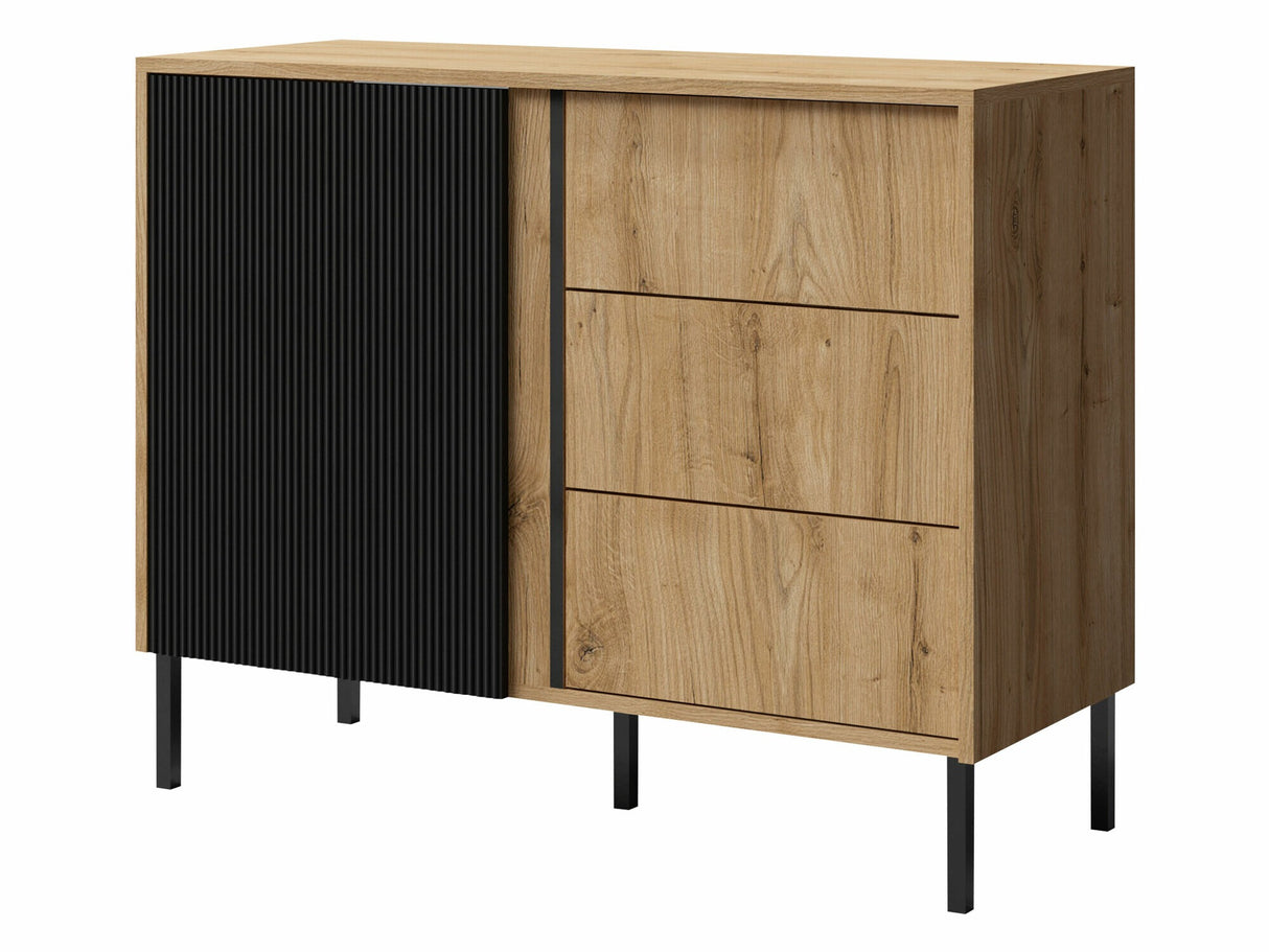 Komód MIA Regał 5, Szín: Tölgy + Fekete