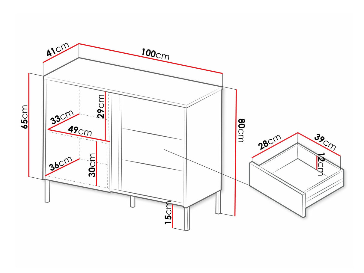 Komód MIA Regał 5, Szín: Tölgy + Fekete