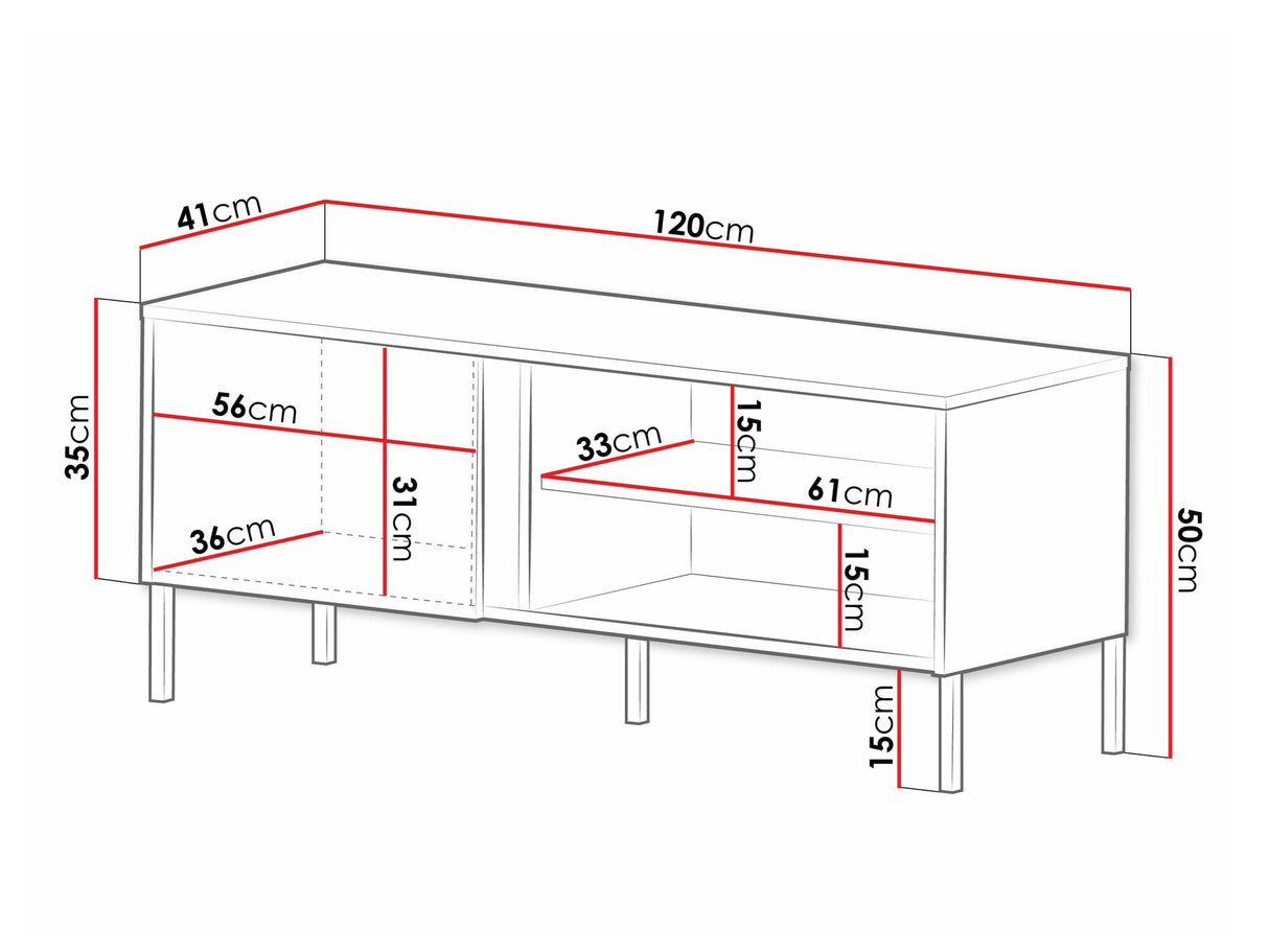 TV-állvány MIA Regał 7 Szafka RTV, Szín: Tölgy + Fekete