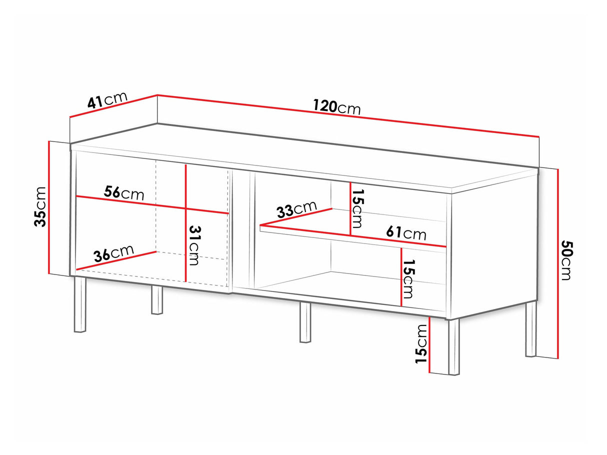 TV-állvány MIA Regał 7 Szafka RTV, Szín: Fehér
