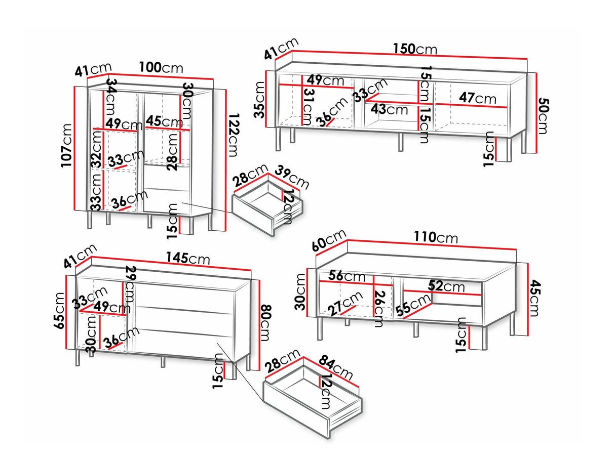 Nappali szett Meble MIA I, Szín: Tölgy + Fekete