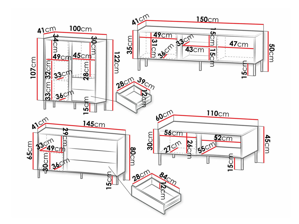 Nappali szett Meble MIA I, Szín: Fehér