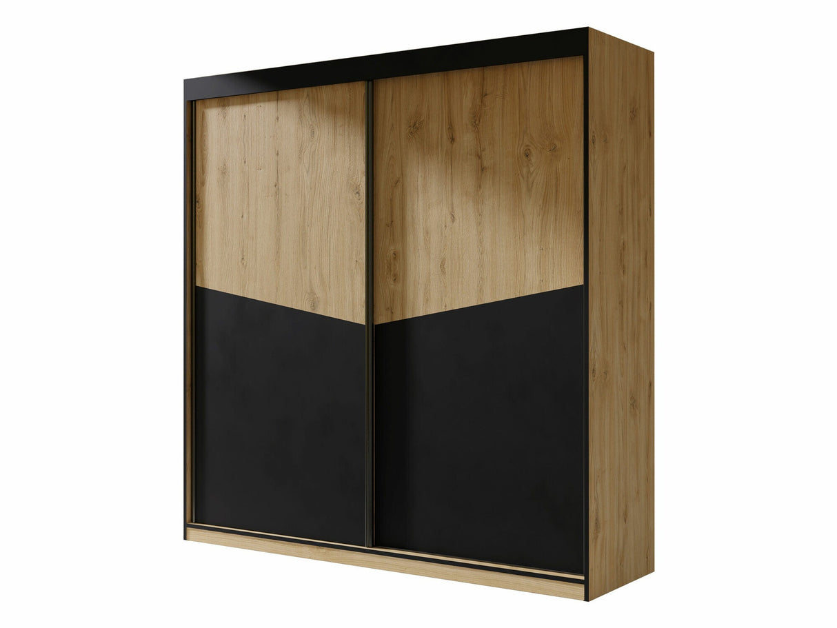 Gardróbszekrény ASTON Regał 1 Szafa 200, Szín: Tölgy + Fekete