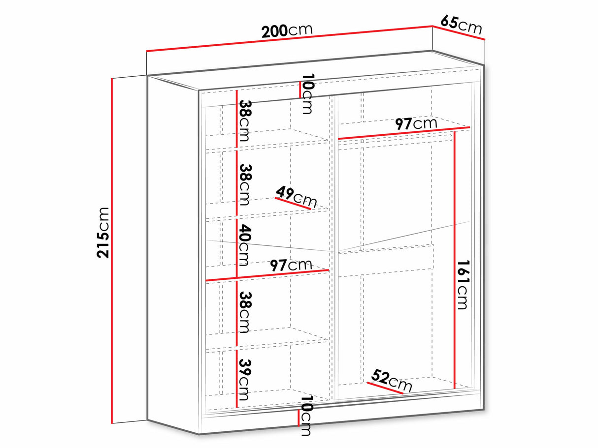 Gardróbszekrény ASTON Regał 1 Szafa 200, Szín: Beige + Tölgy