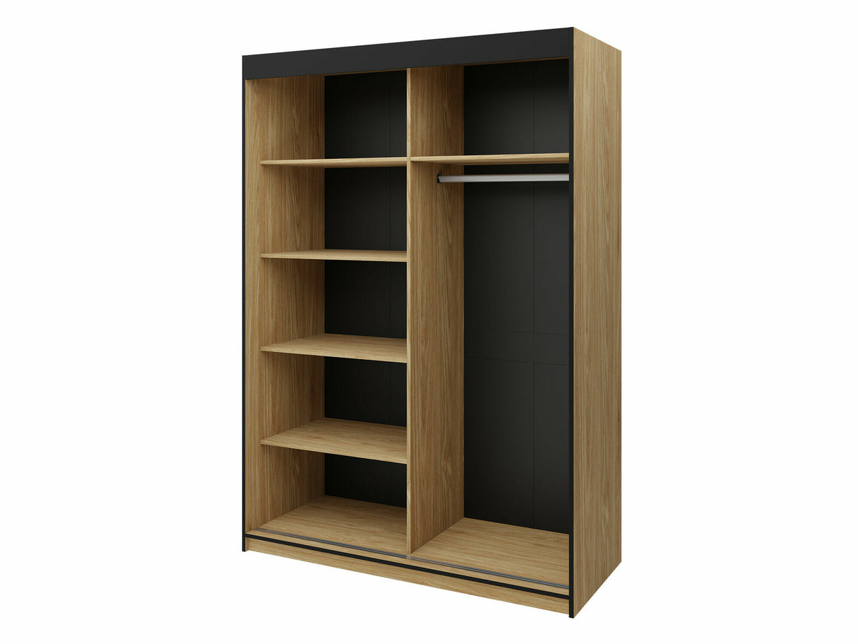 Gardróbszekrény ASTON Regał 2 Szafa 150, Szín: Tölgy + Fekete
