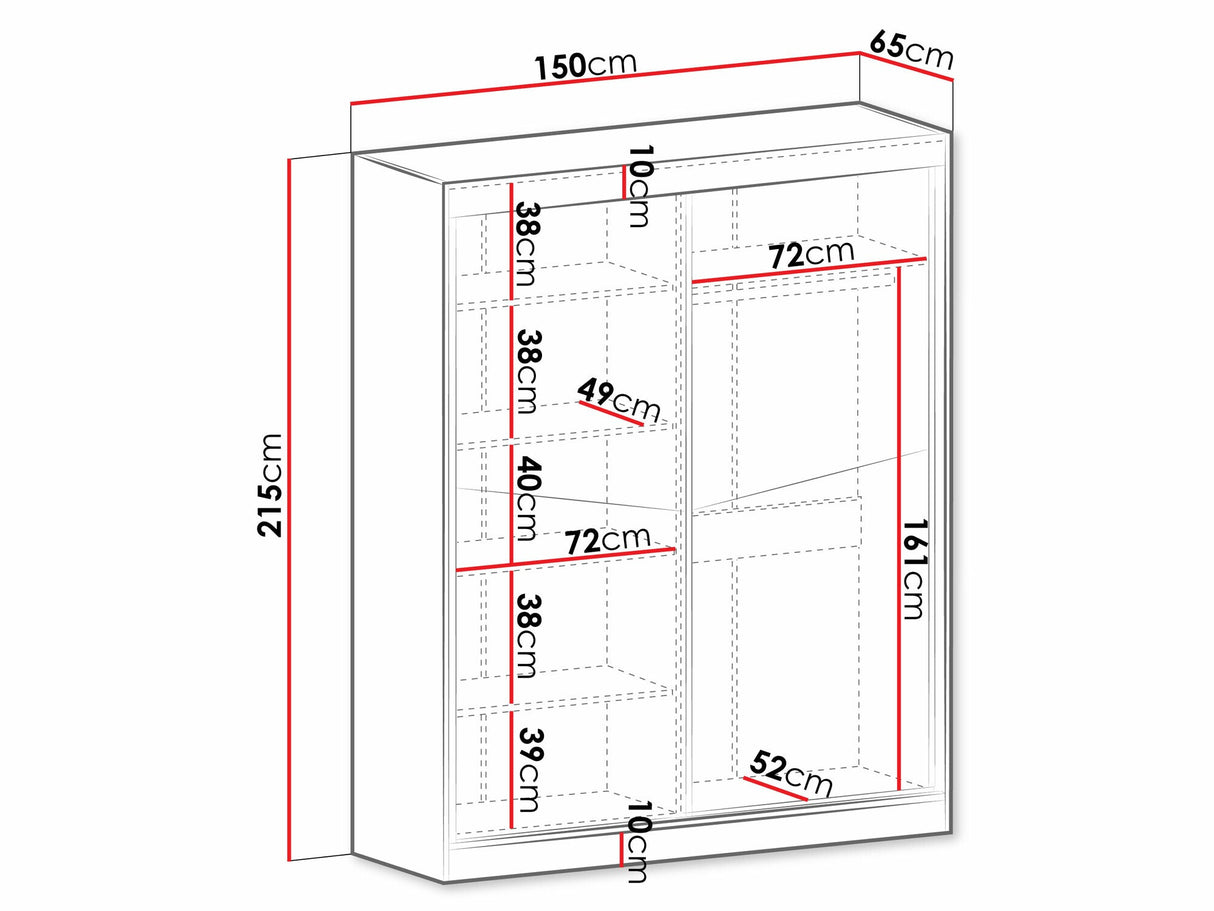 Gardróbszekrény ASTON Regał 2 Szafa 150, Szín: Tölgy + Fekete