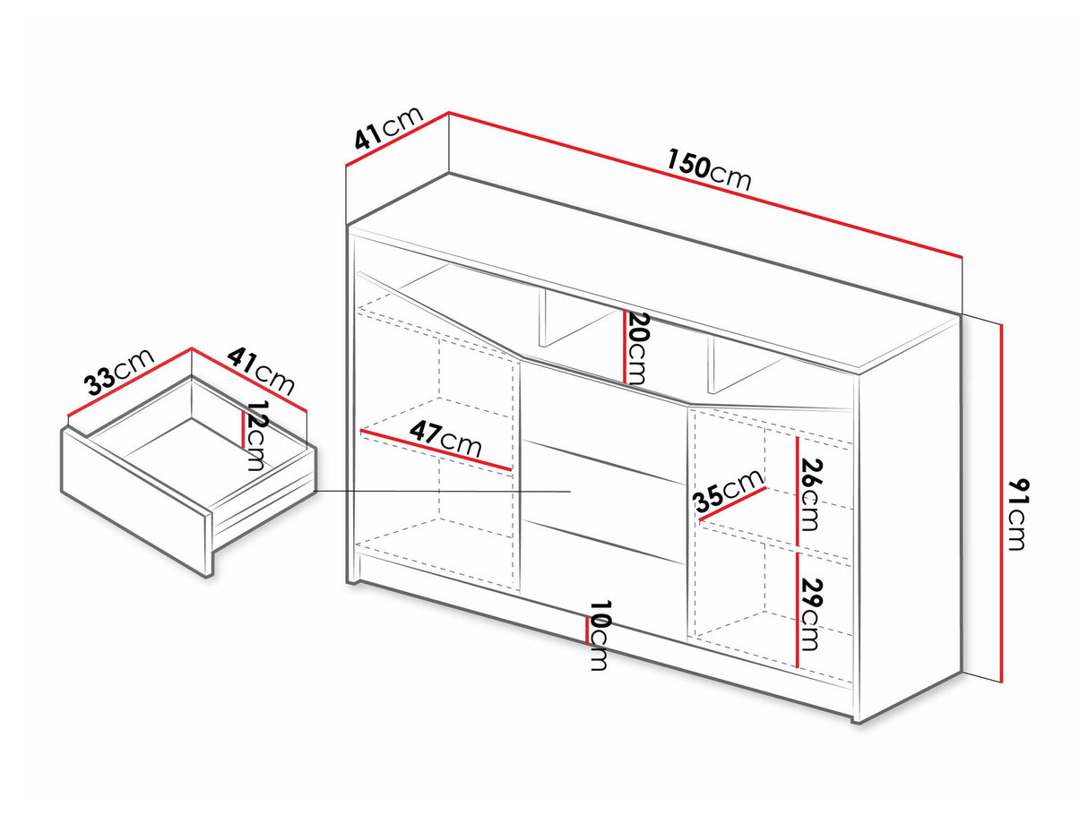 Komód ASTON Regał 3 Komoda, Szín: Tölgy + Fekete