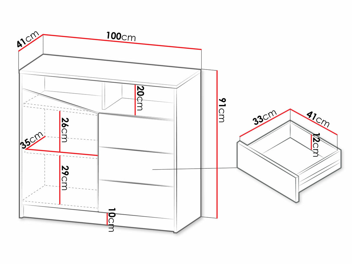 Komód ASTON Regał 4, Szín: Tölgy + Fekete