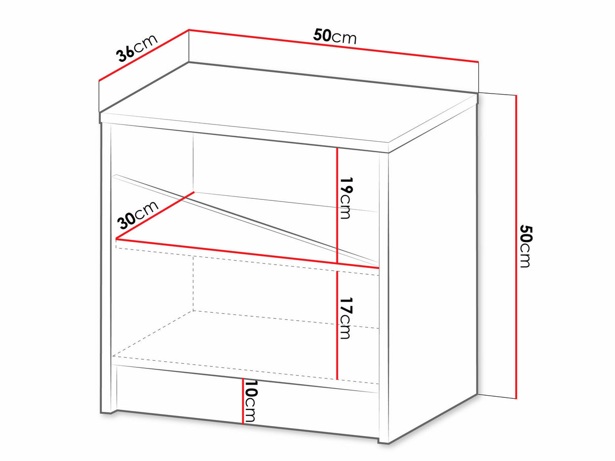 Éjjeliszekrény ASTON Regał 6, Szín: Tölgy + Fekete