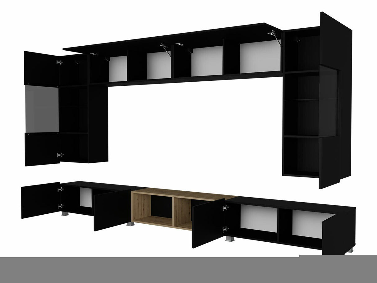 Nappali szett Calabrini (Bralani XXIV), Szín: Fehér + Fényes fehér + arany tölgy, Led világítás: Nem