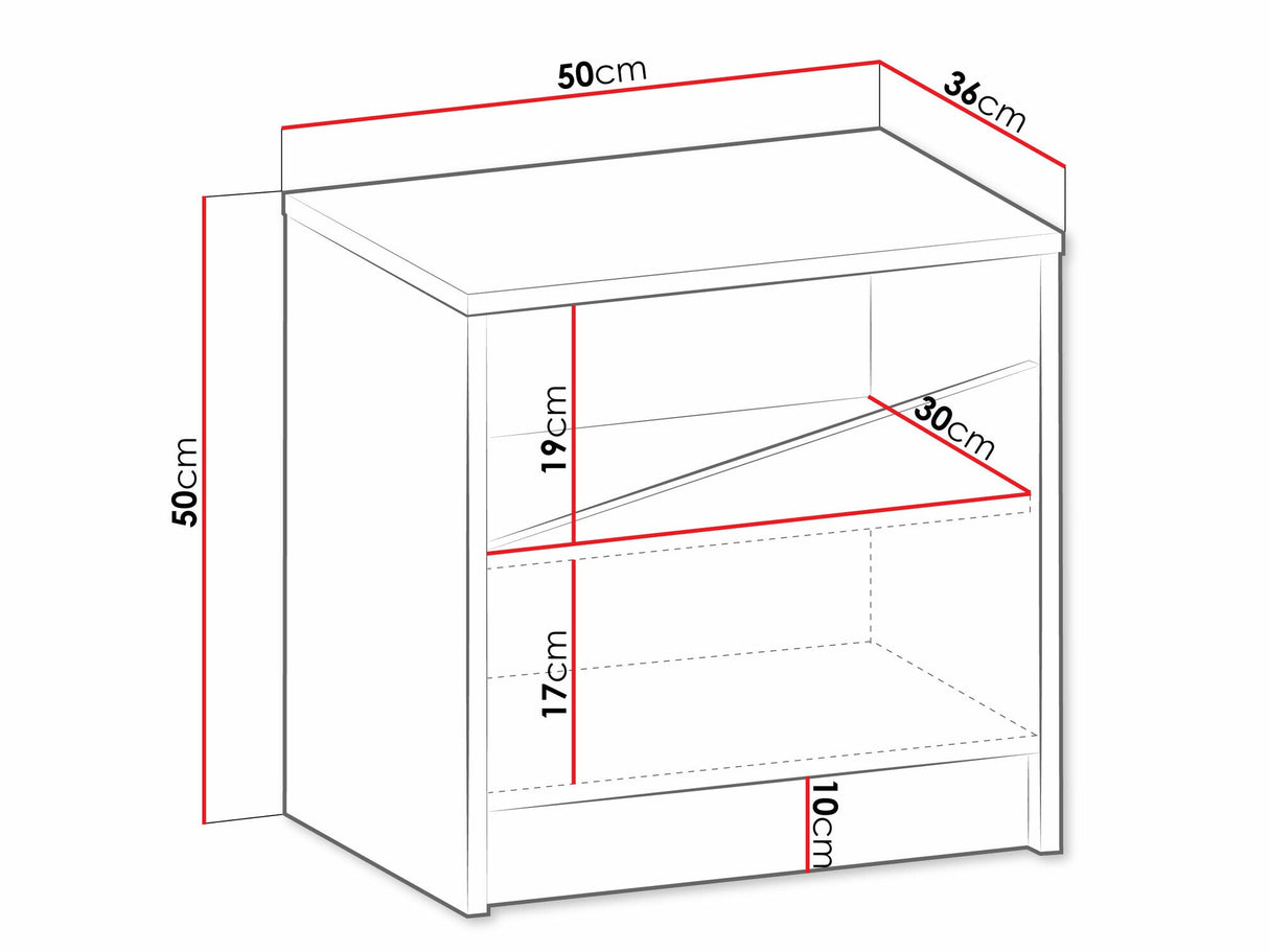 Éjjeliszekrény ASTON Regał 7 Szafka nemcna, Szín: Beige + Tölgy