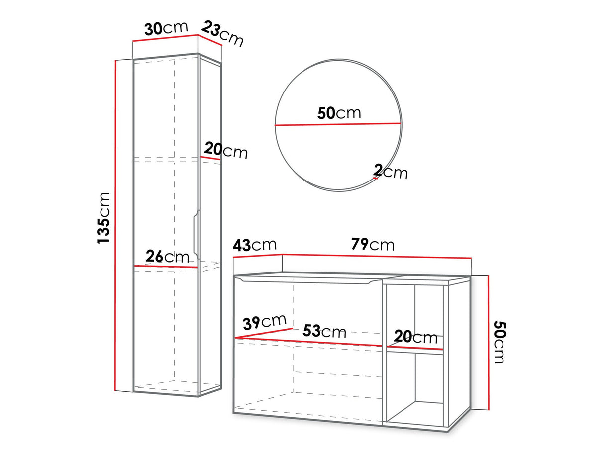 Fürdőszoba garnitúra Meble łazienkowe MOGARES I, Szín: Fehér + Aranysárga, Mosdókagyló: Igen