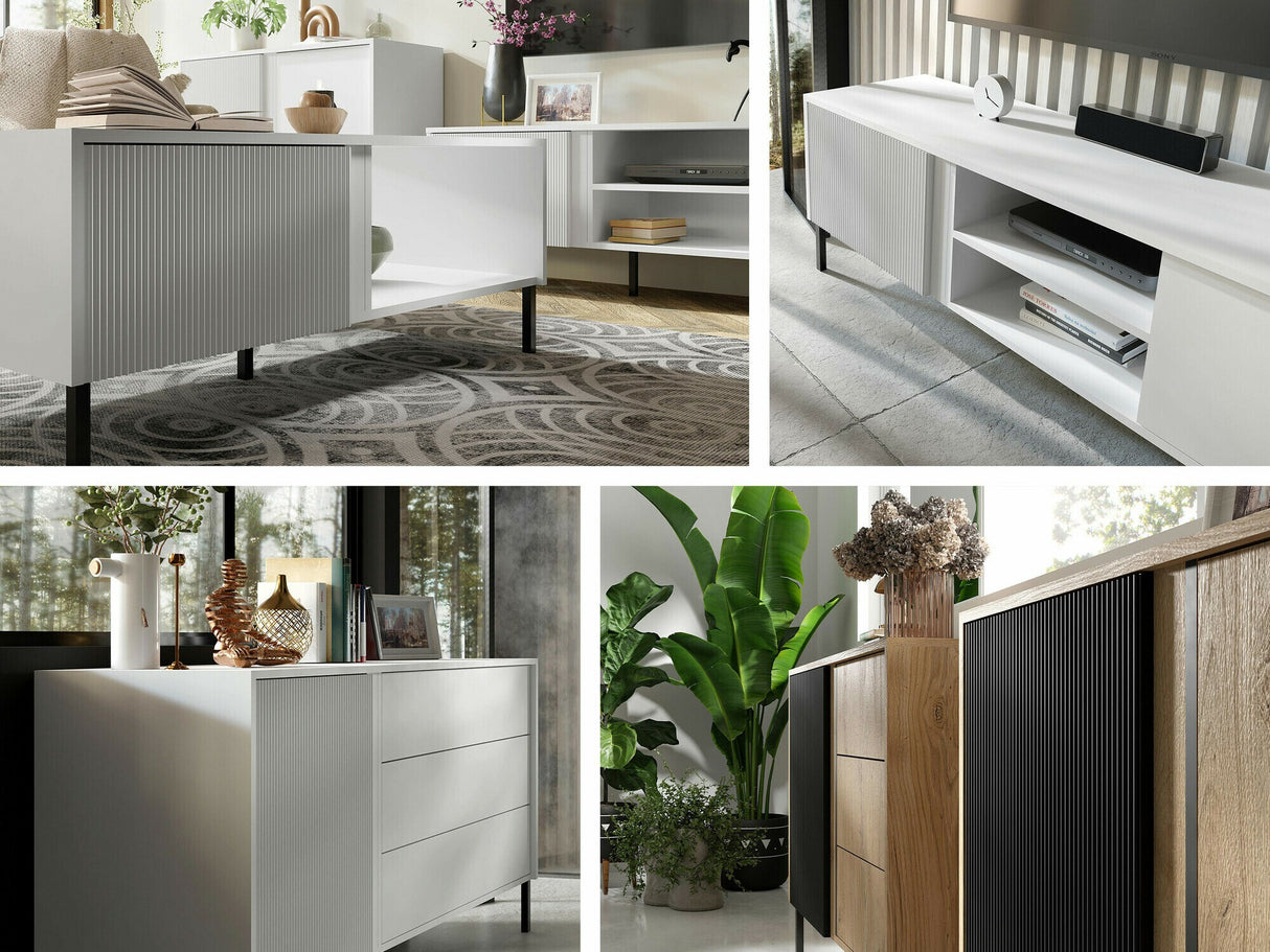 TV-állvány MIA Regał 7 Szafka RTV, Szín: Fehér