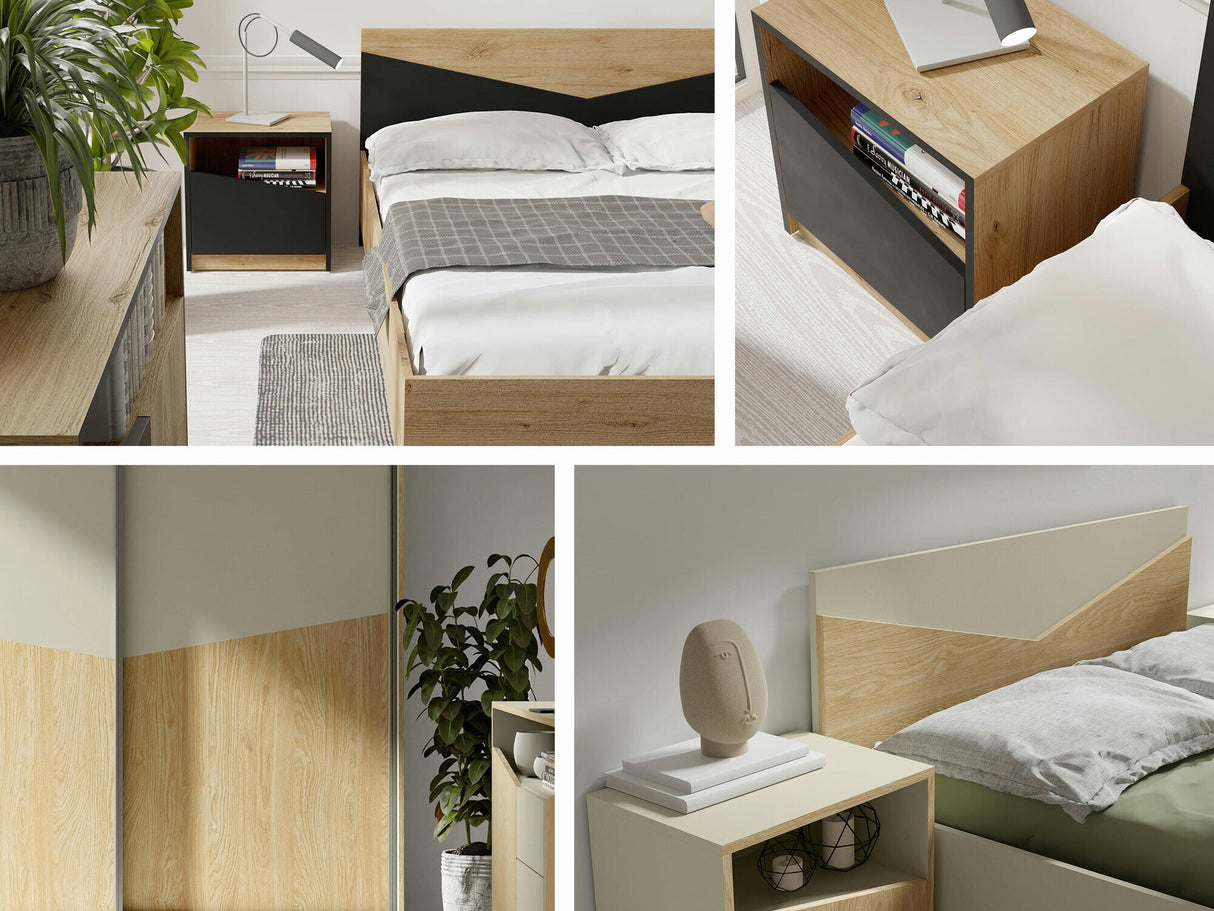 Éjjeliszekrény ASTON Regał 7 Szafka nemcna, Szín: Beige + Tölgy