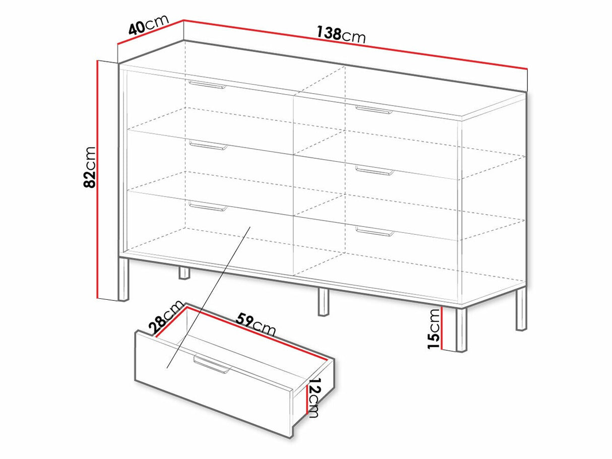 Komód Milton B komoda 6s - Gesztenye/Antracyt