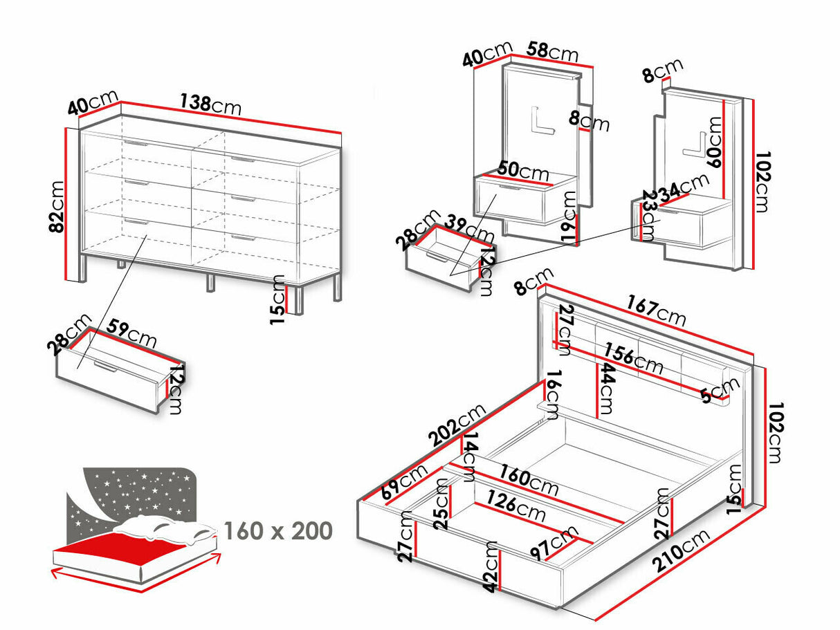Hálószoba garnitúra Milton, Ágyrács: Igen