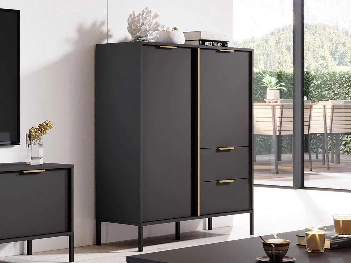 Komód Lars A komód wysoka 2d2s - Antracyt