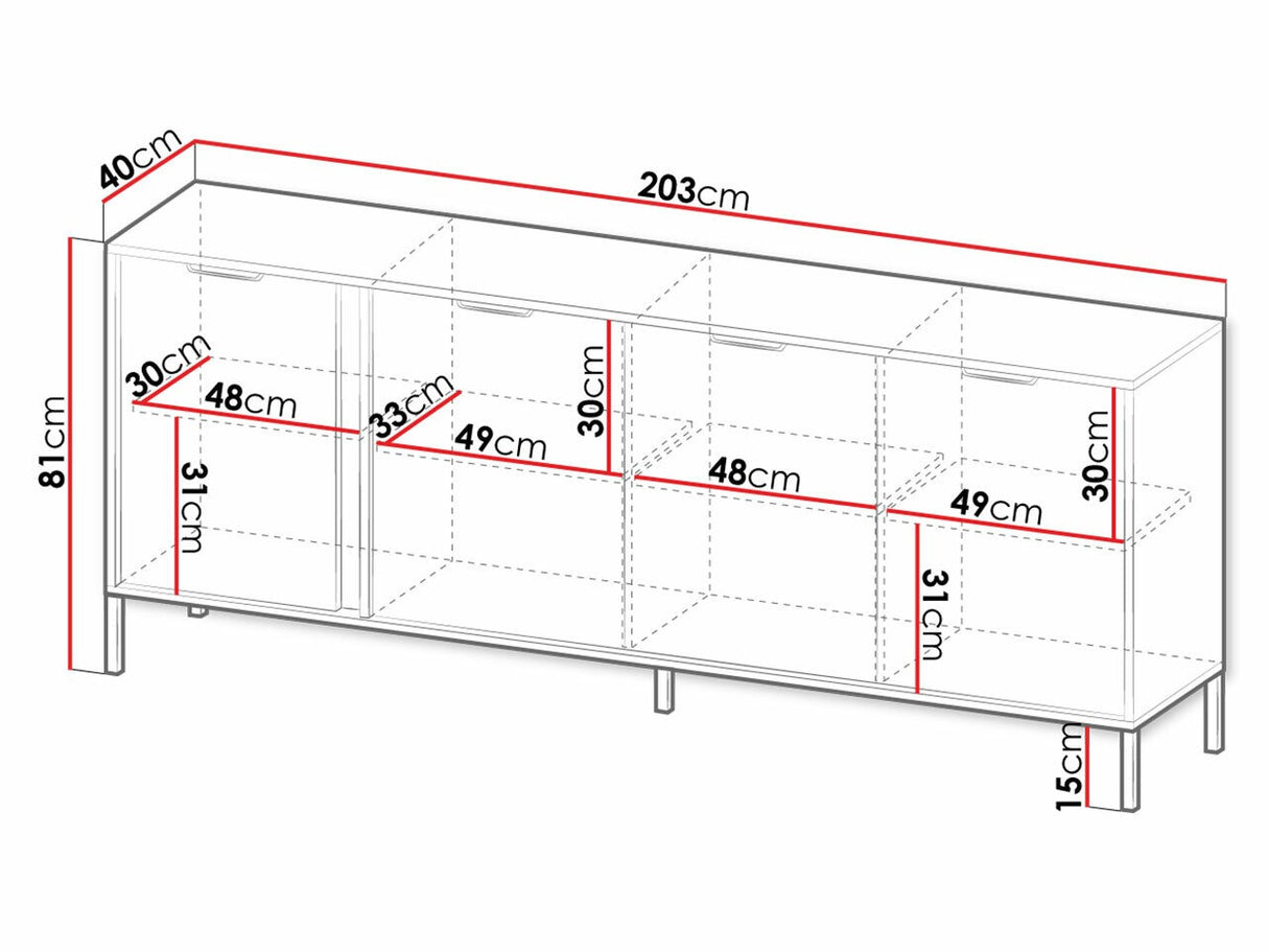 Szekrény Lars E komód 203 4d - Antracyt