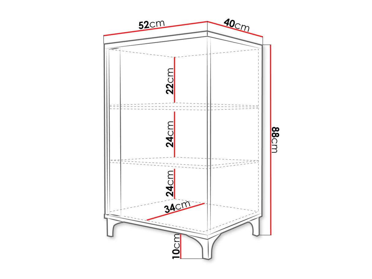 Szekrény MARCO 50 (Anrok 50 L AR01), Szín: Fehér + Fényes fehér + Fényes fa